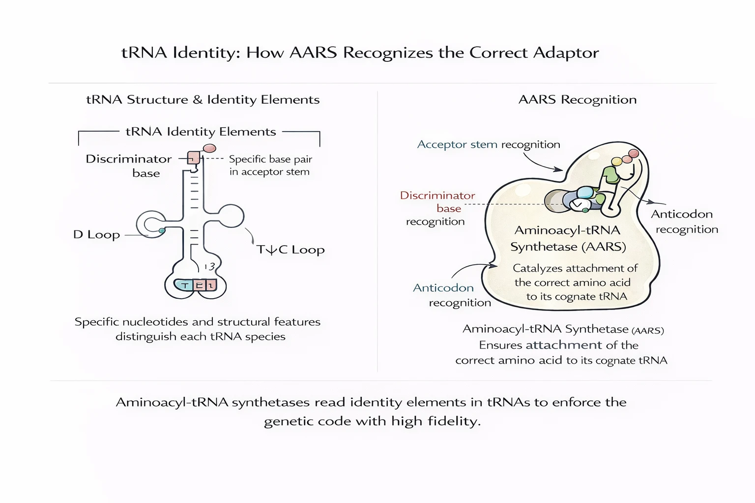 How aminoacyl-tRNA synthetases recognize the correct tRNA using identity elements